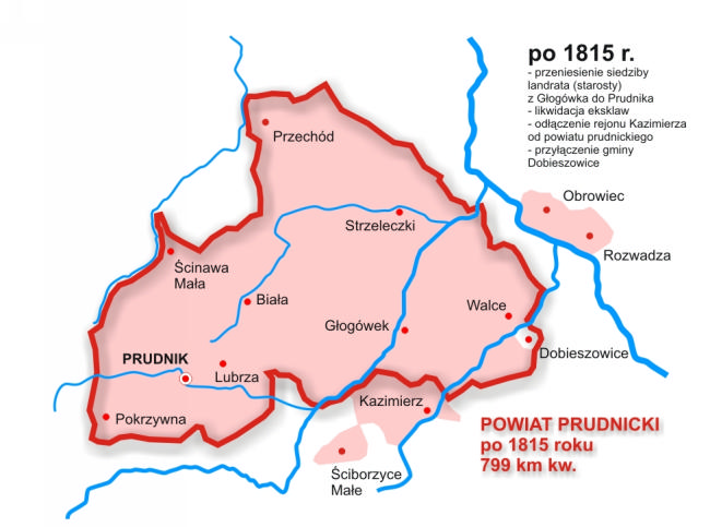 Historyczna mapa powiatu - rok ok. 1819