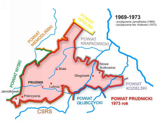 Historyczna mapa powiatu - rok 1976