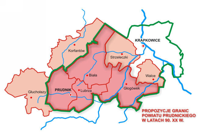 Propozycja granic powiatu w latach 90-tych