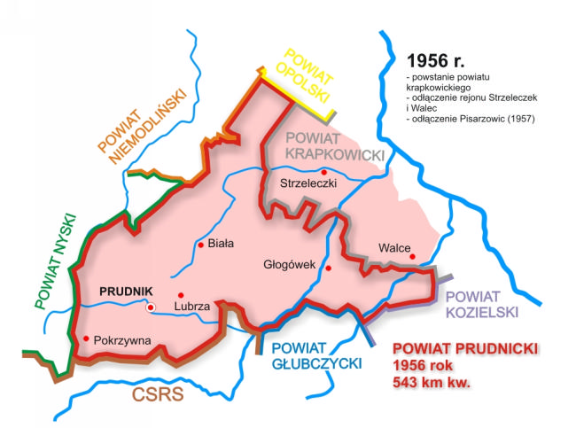 Historyczna mapa powiatu - rok do 1956